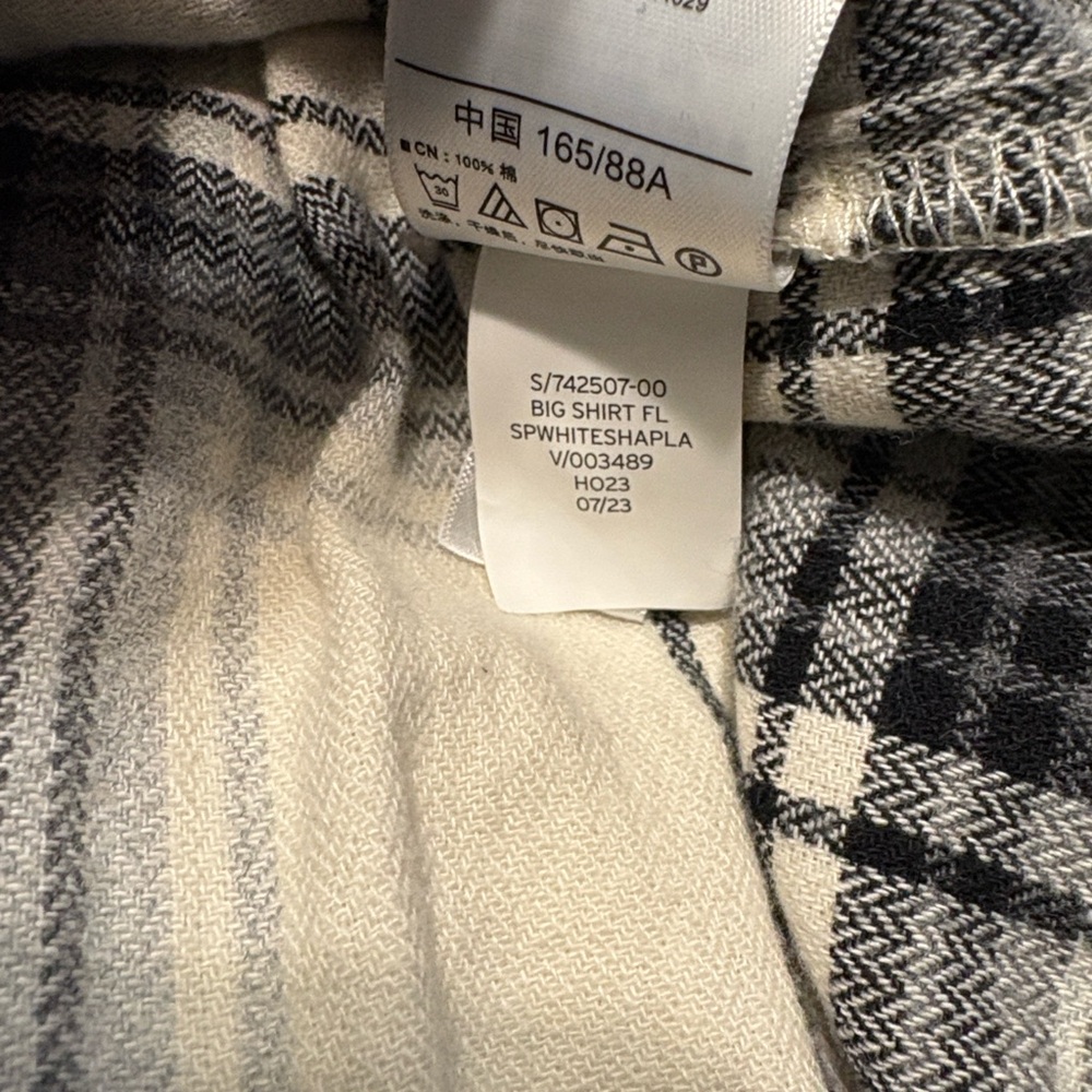 Gap Big Shirt Button Down Flannel Black White Pla… - image 7